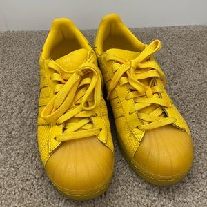 pharrell williams adidas superstar yellow sneakers
